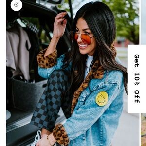 Dressed in LALA Blue Jean Jacket with Leopard Accents